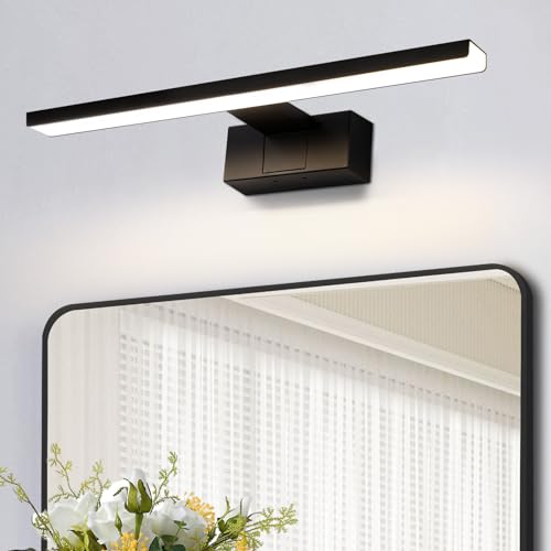 Homefire LED Spiegelleuchte Bad 30CM - 6W Spiegellampe Badezimmer Schwarz Badleuchte Wand Wasserdicht IP44 Wandlampe Modern Neutral 4000K Wandleuchte für Keller Küche Badschrank von Homefire