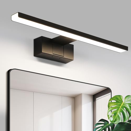 Homefire LED Spiegelleuchte Bad - 40CM Spiegellampe Badezimmer Schwarz Badlampe Wand Wasserdicht IP44 Wandlampe Modern Neutralweiß 4000K Weiß Wandleuchte für Keller Küche Badschrank von Homefire