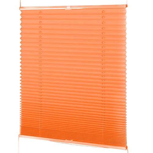 Plissee Rollo Sonnen- und Sichtschutz Klemmfix, ohne Bohren Breite 90 cm Höhe 130 cm in Orange von Homelux