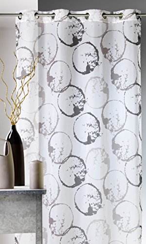 Home Maison Gardine Voile Bedruckt mit Welt Polyester 135 x 250 cm, Taupe, 135 x 250 cm von Homemaison