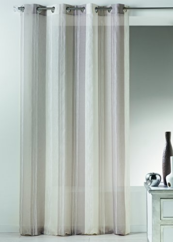 Home Maison HM6911398 Ösenvorhang Fantasie Etamin, Bestickt, gestreift Polyester, 140 x 260 cm, Taupe von Homemaison