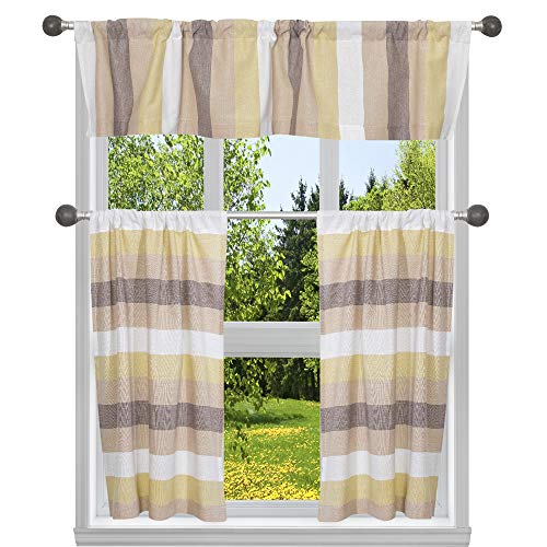 Home Maison Küchengardine und Etagen-Set, gestreift, Salbei, 147 x 38 cm von Homemaison