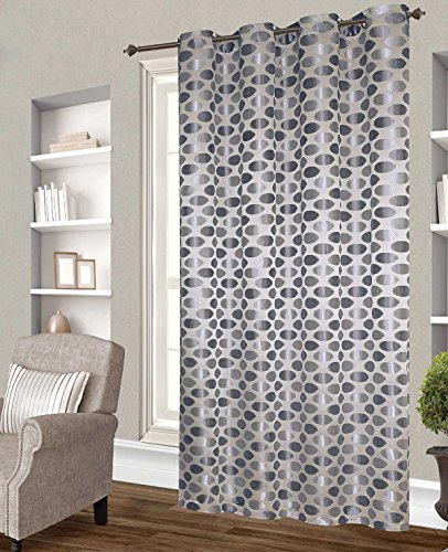 Homemaison Vorhang Jacquard Große Tupfen, Polyester, Taupe, 260 x 140 cm von Homemaison