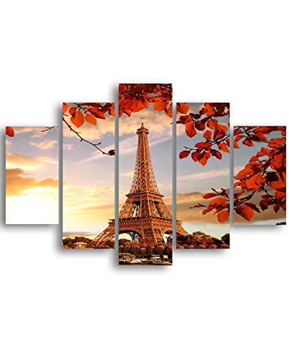 Homemania Bild Paris 5 Städte und Landschaften pro Wohnzimmer, mehrfarbig, 95 x 0,3 x 60 cm, -HM205MDF014, MDF von Homemania