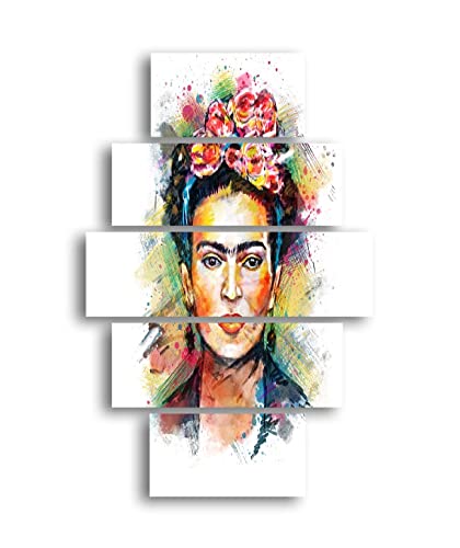 Homemania Frida-Bild, 5-teilig, Portrait-Bilder für Wohnzimmer, Schlafzimmer, Mehrfarbig, aus MDF, 95 x 0,3 x 60 cm von Homemania