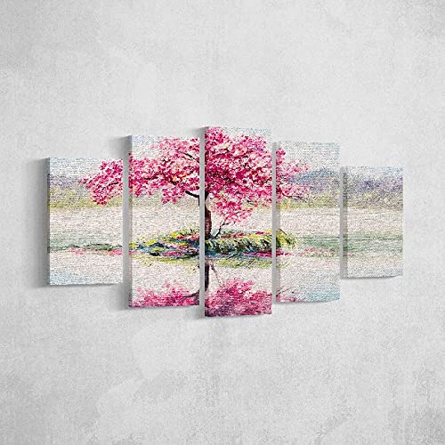 Homemania HM205PKNV-242 Bild Baum – 5-teilig – Natur und Landschaft – von Wohnzimmer – Mehrfarbiges Polyester Holz – 100 x 3 x 60 cm von Homemania