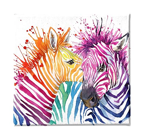 Homemania HM20KNV60x60-62 Zebra-Bild für Wohnzimmer, Schlafzimmer, Mehrfarbig, Polyester, Holz, 60 x 3 x 60 cm von Homemania