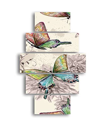 Homemania Wandbild, Schmetterlinge, 5 Tiere pro Wohnzimmer, mehrfarbig, 95 x 0,3 x 60 cm, -HM205MDF148, MDF von Homemania