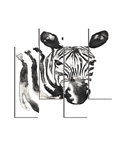 Homemania Wandbild, Zebra, 4 Teile, Tiere, Wohnzimmer, Schlafzimmer, mehrfarbig, 76 x 0,3 x 50 cm, -HM204PMDF147, MDF von Homemania