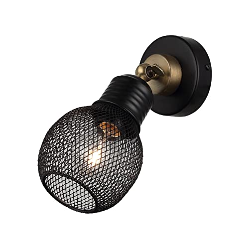 Homemania 1442-73-19 Wandlampe für Wohnzimmer, Küche, Schlafzimmer, Büro Wandleuchte, Licht, Gold, Schwarz, Metall, 15 x 12 x 25 cm von Homemania