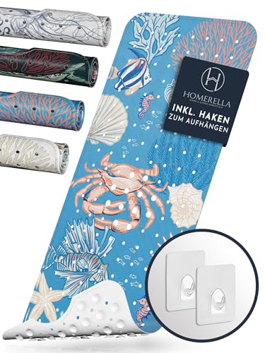 Homerella® Badewannenmatte rutschfest 100% BPA frei inkl. 2 Haken zum Aufhängen 100x40cm - Antirutschmatte Badewanne hautsensitiv & schimmelresistent - Badematte rutschfest maschinenwaschbar von Homerella