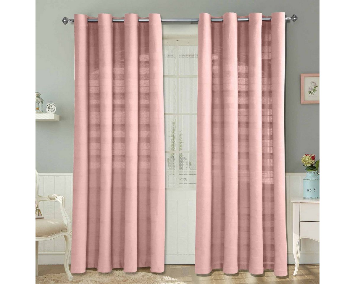 Gardine Rajput Gardinen 2er Set aus Baumwolle, 137 x 137 cm, pink, Homescapes von Homescapes