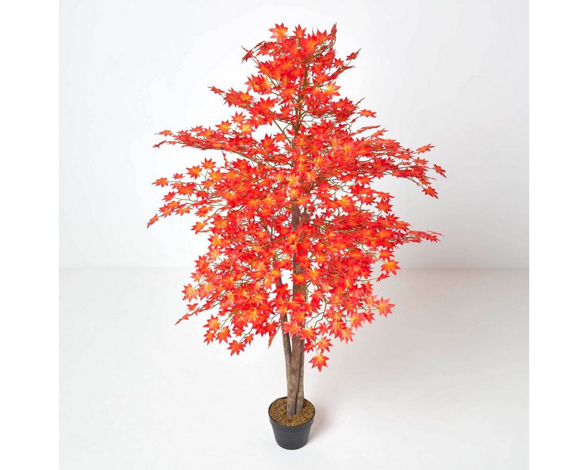 Kunstbaum Kunstbaum Rot/Orange 'Ahornbaum', 160 cm, Homescapes, Höhe 160 cm von Homescapes