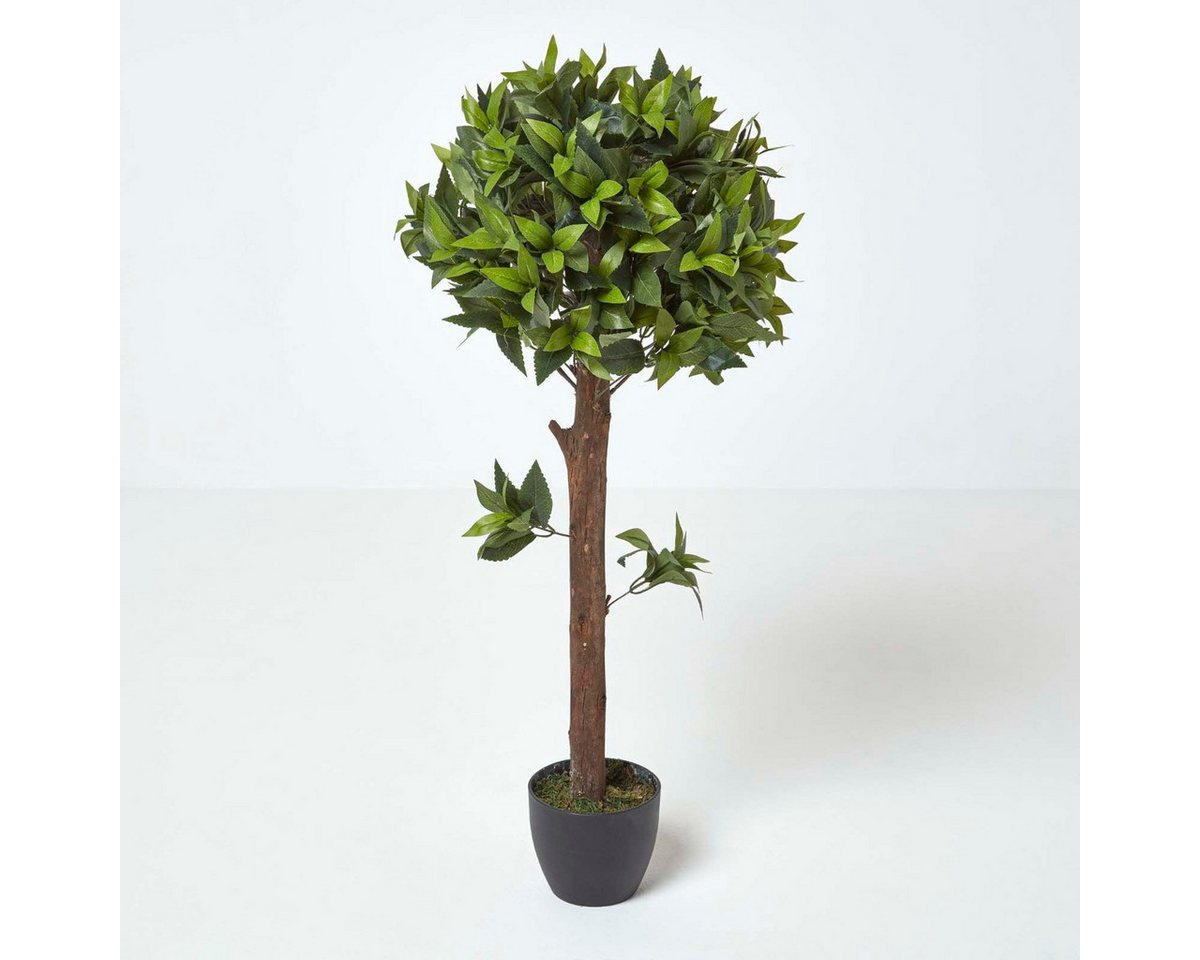Kunstbaum Kunstpflanze Lorbeerbaum formgeschnitten Kugel, Homescapes, Höhe 91 cm von Homescapes