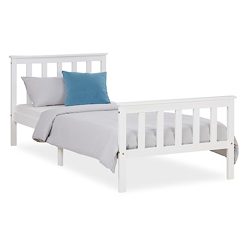 Homestyle4u 1416, Holzbett 90x200 cm Weiß Bett mit Lattenrost Bettgestell Kiefer Massivholz von Homestyle4u
