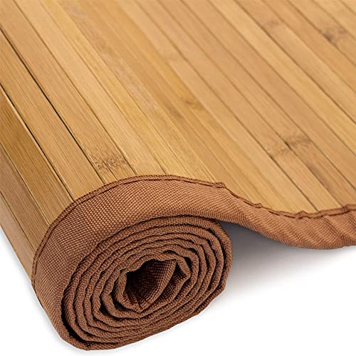 Homestyle4u 1587, Bambusteppich Braun, Bambusmatte rutschfest Mit Bordüre, 60 x 300 cm von Homestyle4u