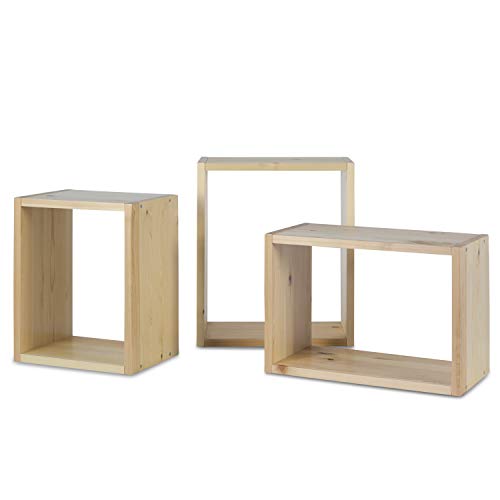 Homestyle4u 1904, Wandregal 3er Set, Schweberegal Hängeregal, Regal Holz Natur von Homestyle4u