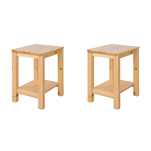 Homestyle4u 2271, Holzhocker Hocker Holz Natur 2 Stück Sitzhocker 2er Set Tischhocker Kniehocker Kiefer Massivholz von Homestyle4u