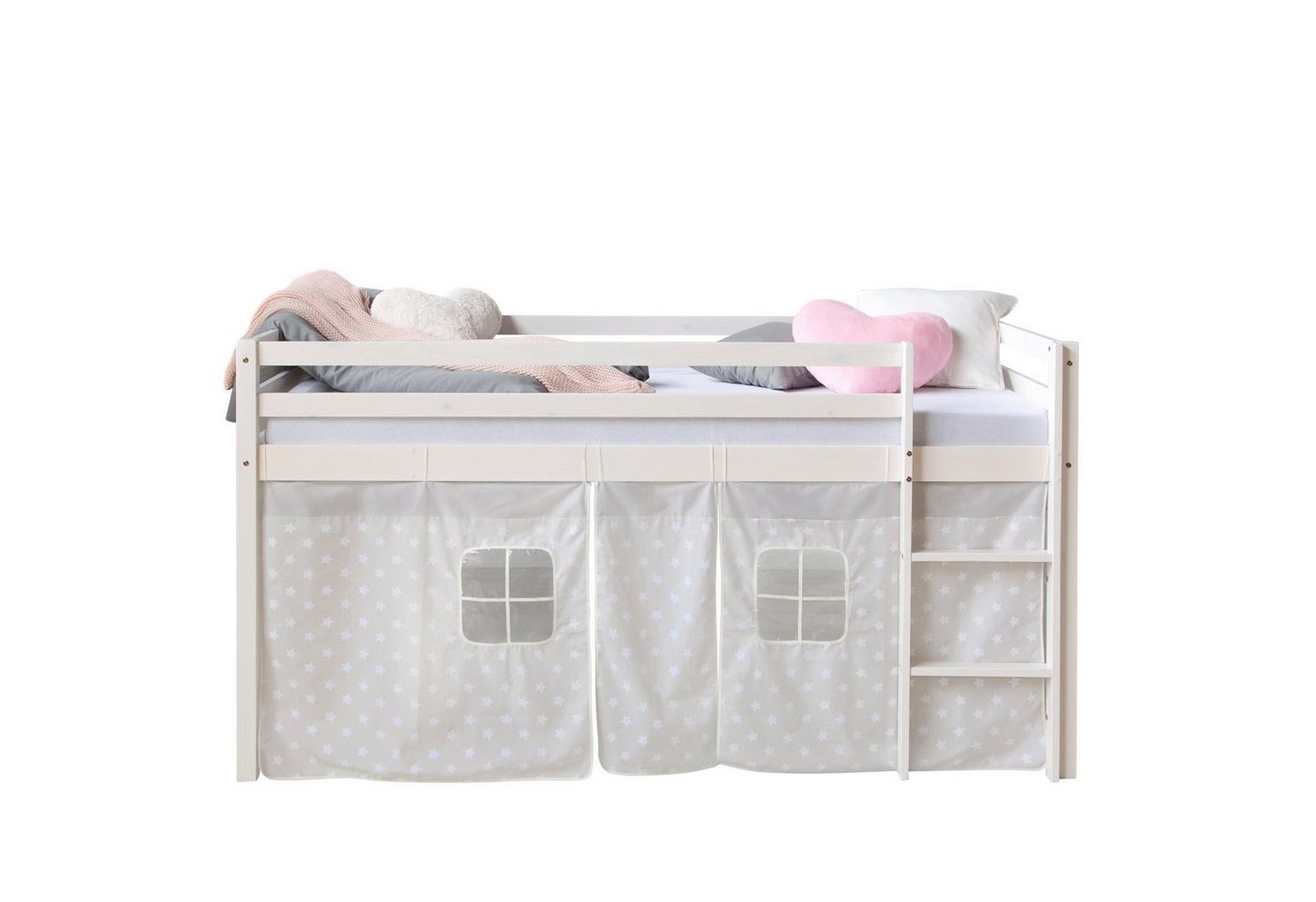 Homestyle4u Hochbett Spielbett Kinderbett Rutsche Turm Vorhang 90cm von Homestyle4u