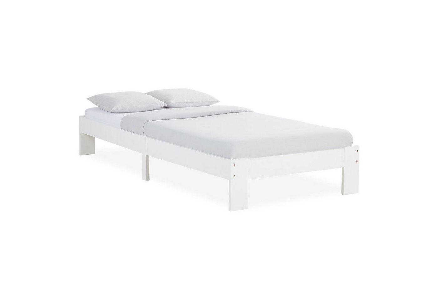 Homestyle4u Holzbett Einzelbett 90x200 Lattenrost Weiß Bett (Set) von Homestyle4u