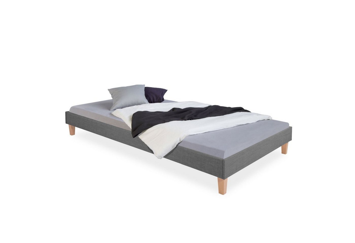 Homestyle4u Polsterbett inkl. Lattenrost 90/120/140/160/180 x 200 cm grau von Homestyle4u