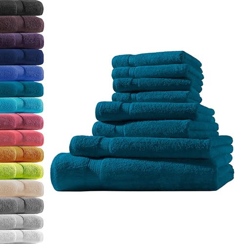 1x Badetuch + 1x Duschtuch + 2X Handtuch + 4X Gästetuch | Petrol | 100% Baumwolle Frottier | Oeko-TEX® Standard 100 | Premium Qualität 500 g/m² von Hometex Premium Textiles