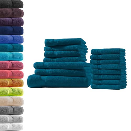 1x Badetuch + 2X Duschtuch + 4X Handtuch + 8X Gästetuch | Petrol | 100% Baumwolle Frottier | Oeko-TEX® Standard 100 | Premium Qualität 500 g/m² von Hometex Premium Textiles