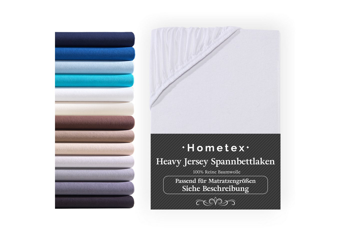 Spannbettlaken Boxspringbett Spannbettlaken für hohe Matratzen, Hometex Premium Textiles, Jersey, Gummizug: rundum, Premium Qualität 160 g/m² feinster Baumwolle von Hometex Premium Textiles