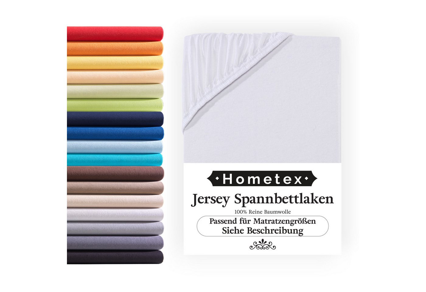 Spannbettlaken für Topper bis 10cm Steghöhe, Hometex Premium Textiles, Jersey, Gummizug: Rundumgummizug, ideal für Boxspringbett Topper, 100% reine Baumwolle von Hometex Premium Textiles