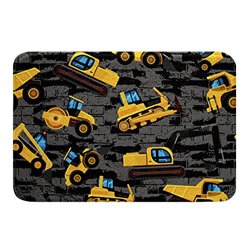 Cartoon Bagger Badeteppiche,Kinder Jungen Mädchen Beton Traktor Badezimmerteppiche,LKW BAU rutschfeste Badematte,Cartoon Fahrzeug Badezimmermatte Maschinenwaschbar,Schlafzimmer Fußmatten,16 "x 24" von Homewish