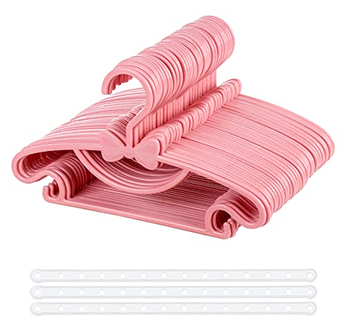 Baby Kleiderbügel Rosa, 40 Stück Babykleiderbügel Set mit Süßen Bögen, rutschfest Kinderkleiderbügel-29.5cm mit 3pcs Platzsparend Kleiderbügelketten für Platzsparende Kleinkindergarderobe von Homewit