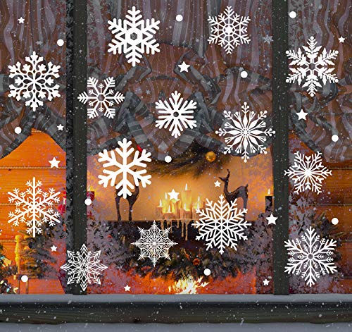 Homewit 140 Schneeflocken Fensterbilder, Fensterdeko Fensterfolie Statisch Haftende PVC Aufkleber Weihnachten Dekoration - Selbstklebend Fenstersticker für Weihnachts Deko, Fenster (silber weiß) von Homewit