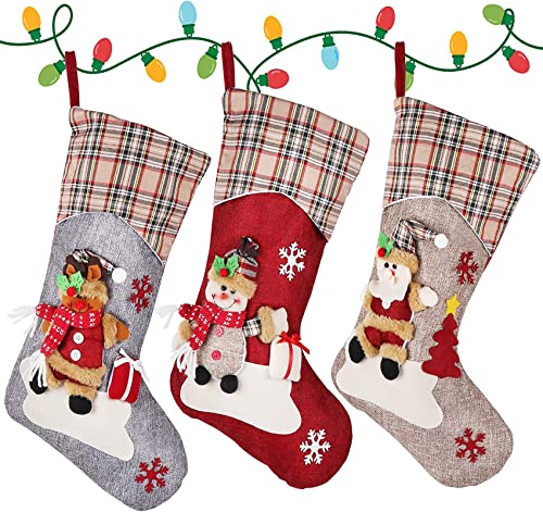 Homewit 3er Set Weihnachtsstrümpfe 46cm Groß Nikolausstiefel zum Befüllen Weihnachtsstrumpf als Weihnachtsschmuck Nikolausstrumpf Weihnachtssocken Kamin Christmas Decorations für Weihnachten Geschenke von Homewit