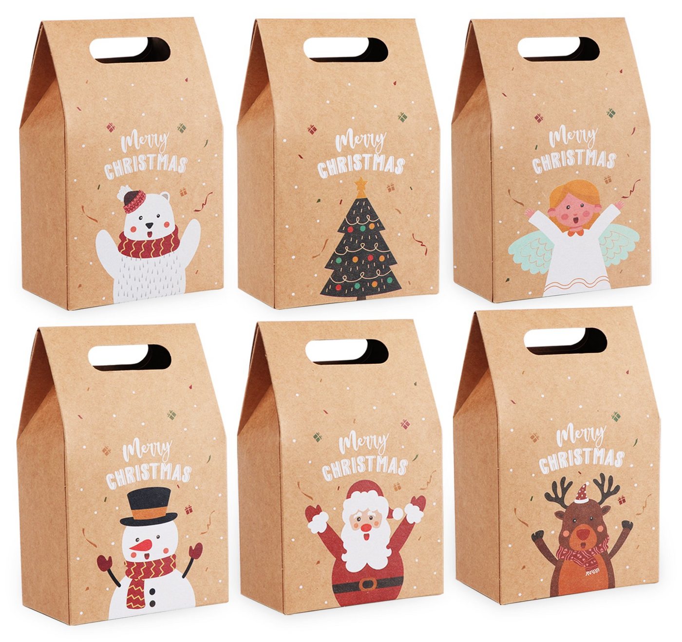 Homewit Christbaumschmuck Papiertüten Weihnachten Geschenktüten mit Kraftpapier Geschenktaschen (24-tlg), mit verschiedenen Weihnachtsmotiven Geschenke Mitgebsel von Homewit