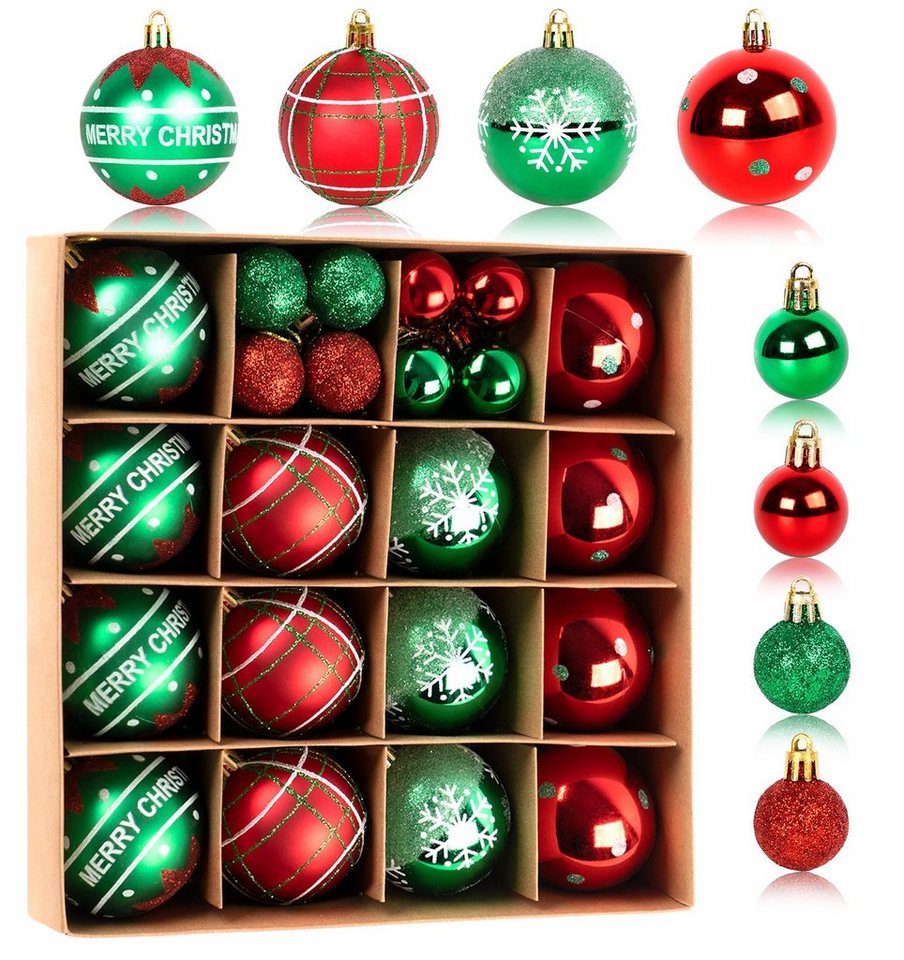 Homewit Christbaumschmuck Weihnachtskugeln Christbaumkugeln Ornamente Set (30-tlg), Glänzend Glitzernd Christbaumsdeko Weihnachten Dekoration von Homewit