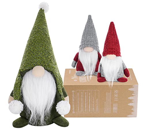 Homewit Weihnachten Deko Wichtel 30 cm (Grün) Schwedischen Weihnachtsmann Santa Tomte Gnom mit EIN Paar 14 cm Ostern Weihnachtliche Wichtel Deko für Familie Ostern Weihnachtsdeko Innen Draußen von Homewit