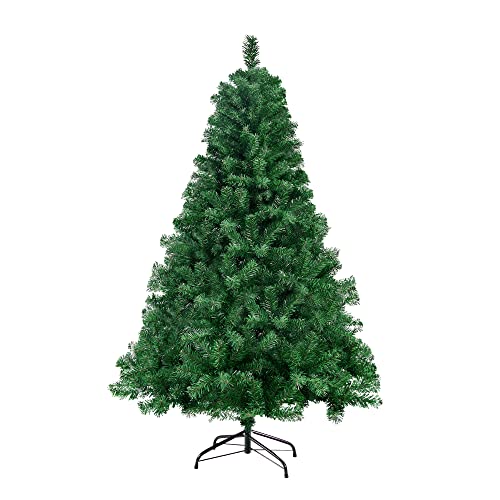 Homewit künstliche Weihnachtsbaum 150 cm (Ø ca. 75 cm), künstliche grüne Tannenbaum mit 420 Zweige, abziehbar zusammenklappbar und schwer entflammbar, Weihnachtstanne mit Metall Ständer (Ø ca. 35 cm) von Homewit