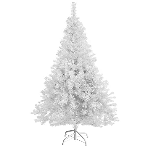 Homewit künstliche Weihnachtsbaum 150 cm (Ø ca. 75 cm), künstliche weiße Tannenbaum mit 420 Zweige, abziehbar zusammenklappbar und schwer entflammbar, Weihnachtstanne mit Metall Ständer (Ø ca. 35 cm) von Homewit
