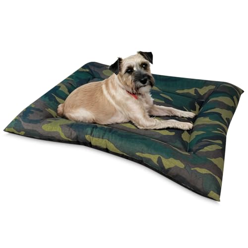 Homey Doggy, wendbares und waschbares Hundebett, geeignet für Transport und Zuhause, ideal für die Erholung von Haustieren, Bequeme Matte aus Stoff, Schaumstoffflocken, Camouflage-Muster, 90 x 65 cm von Homey