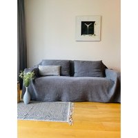 Sofabezug. Naturbelassener Sofabezug in Grau. Tagesdecke Aus Leinen Und Baumwolle. Bezug Für Eine Couch von HomeyLinenLT