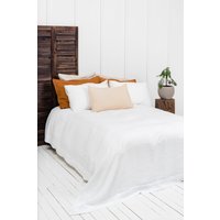 Weiße Leinen Tagesdecken. Bettüberwurf in Weißer Farbe. Natürliche Bettdecke. Tagesdecken Voll von HomeyLinenLT