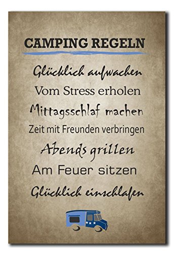 Homeyourself Hochwertiges Metallschild 30 x 20 cm aus Alu Verbund Camping Regeln Deko Schild Wandschild von Homeyourself