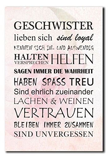 Homeyourself Hochwertiges Metallschild 30 x 20 cm aus Alu Verbund Geschwister Schwester Deko Schild Wandschild von Homeyourself