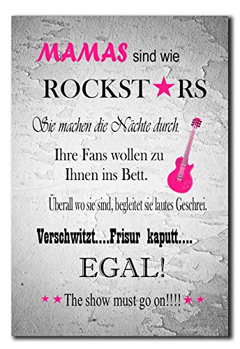 Homeyourself Hochwertiges Metallschild 30 x 20 cm aus Alu Verbund Mutter Mama Mamas sind wie Rockstars Deko Schild Wandschild von Homeyourself