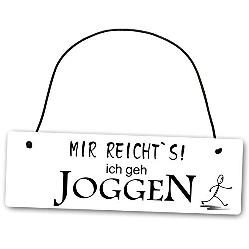 Homeyourself Metallschild Mir Reichts Ich Geh Joggen 25 x 8 cm aus Alu Verbund (Alu, Kunststoff) für In- und Outdoor Deko Schild Dekoschild Wandschild außen und Innen von Homeyourself