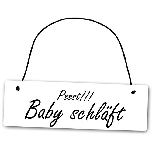 Homeyourself Metallschild Pssst Baby schläft 25 x 8 cm aus Alu Verbund (Alu, Kunststoff) für In- und Outdoor Deko Schild Dekoschild Wandschild außen und innen von Homeyourself