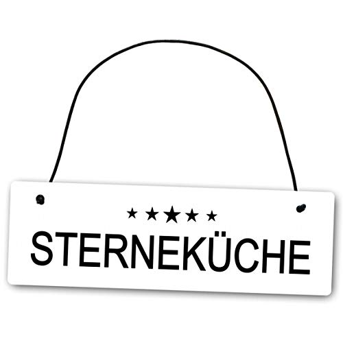 Homeyourself Metallschild Sterneküche 25 x 8 cm aus Alu Verbund (Alu, Kunststoff) für In- und Outdoor Deko Schild Dekoschild Wandschild außen und innen von Homeyourself