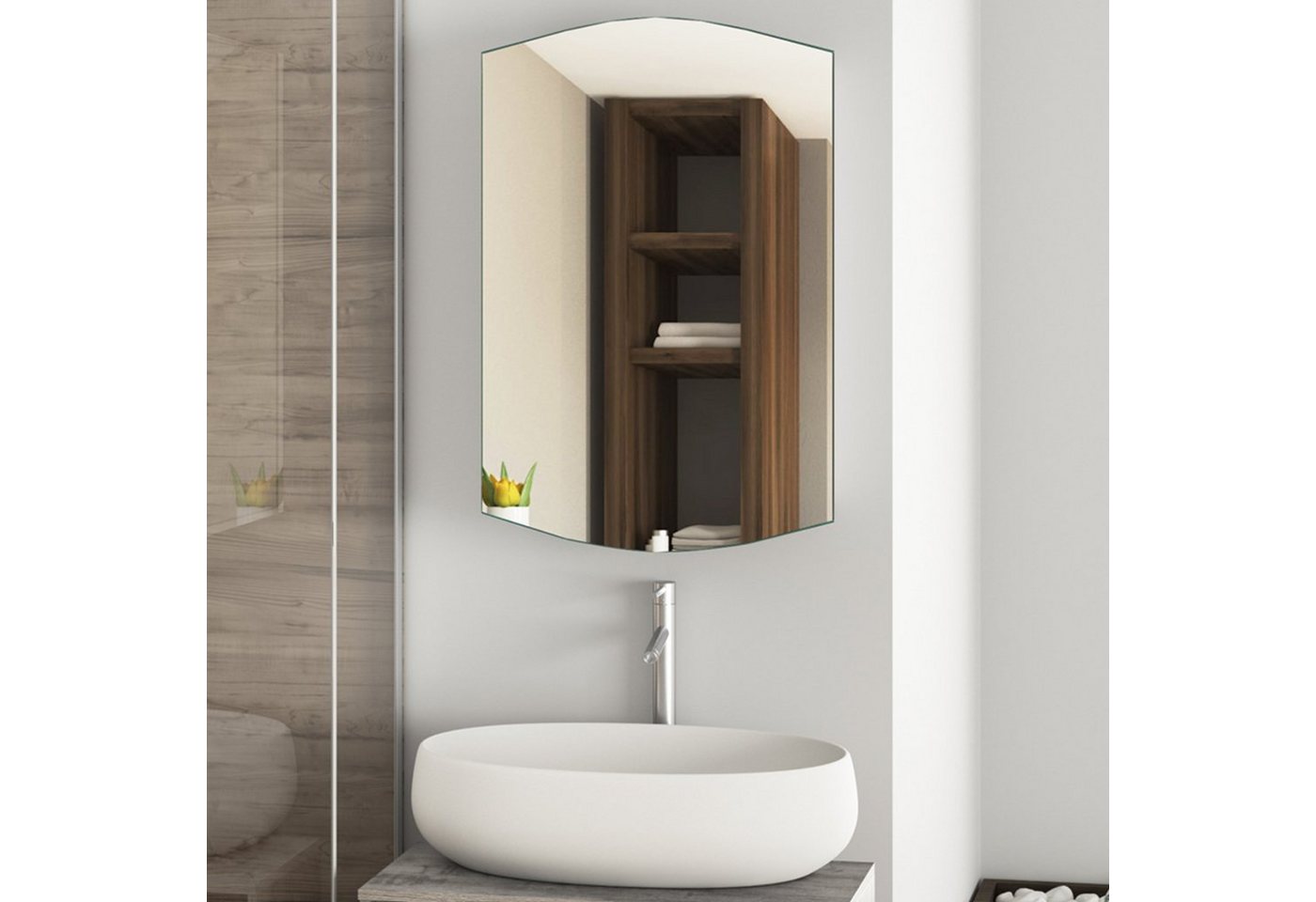 Homfa Spiegelschrank Badschrank mit Spiegeltür Hängeschrank aus Edelstahl, Badezimmerschrank von Homfa