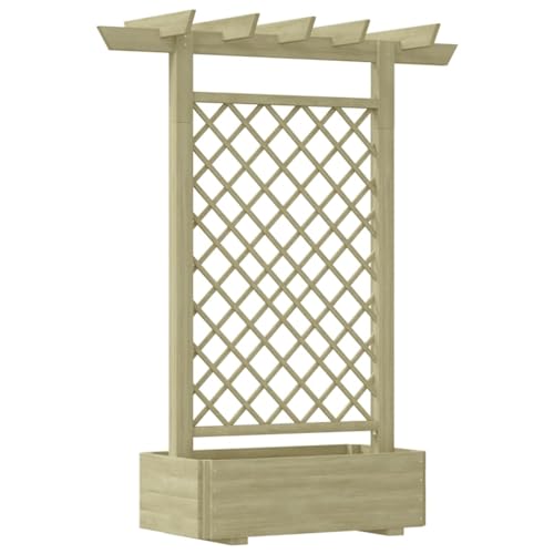 Homgoday Pergola mit Pflanzkasten Pergola mit Blumenkasten Rankhilfe Spalier Rankgitter Pflanzkübel Blumenkübel Gartenspalier für Kletterpflanzen Blumenkasten162x56x204 cm Holz von Homgoday