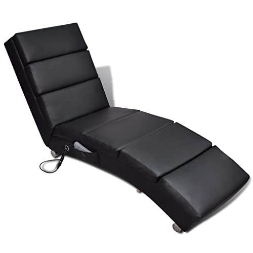 Hommdiy Chaiselongue mit 5 Massagemodi Heizfunktion Massage Liegesessel Relaxliege Liegestuhl Massagesessel Relaxsessel Loungesessel Kunstleder Schwarz von Hommdiy